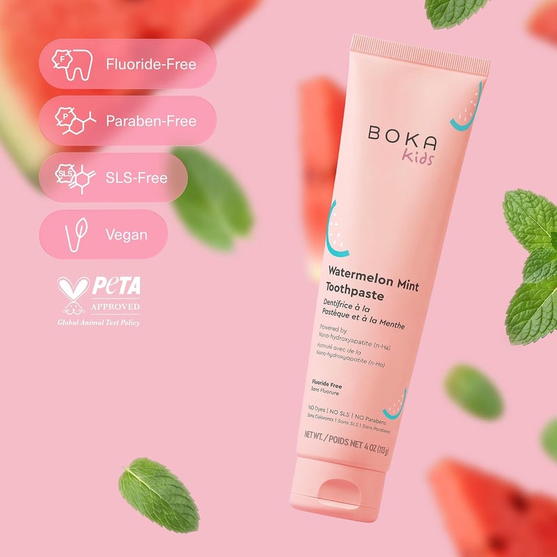 Boka Kids Watermelon Mint Fluoride Free Toothpaste with Nano Hydroxyapatite - 4 Oz (113g) - Image 4