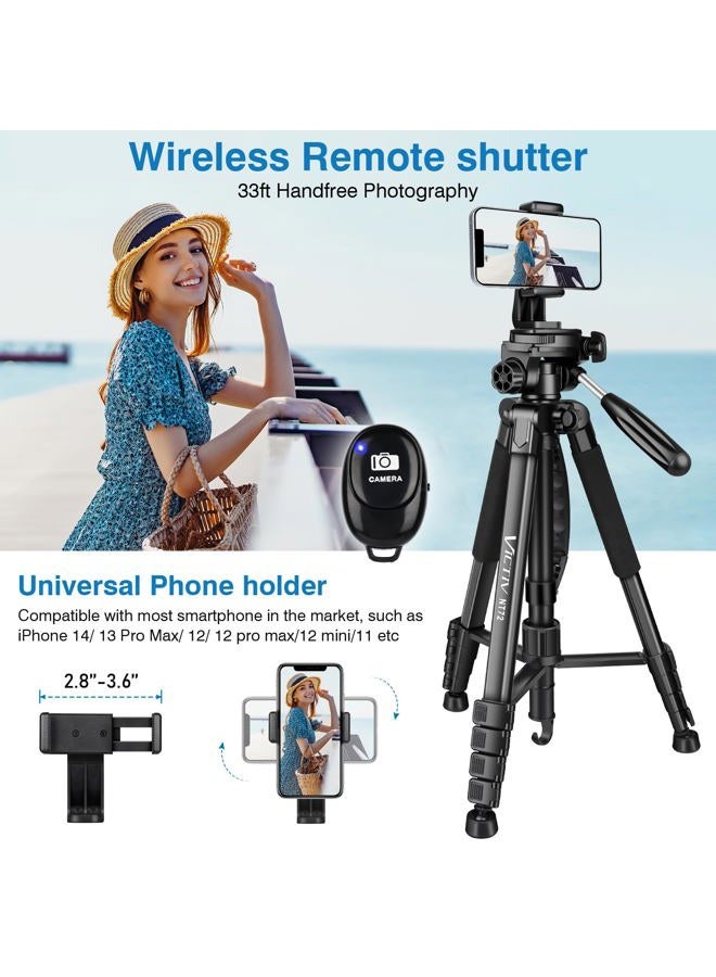 Victiv Camera Tripod Upgraded Version T72 Max. Height 72-inch/182 cm - Lightweight and Compact for Travel with 3-Way Swivel Head and 2 Quick Release Plates for Canon Nikon DSLR Video Shooting - Black - Image 5