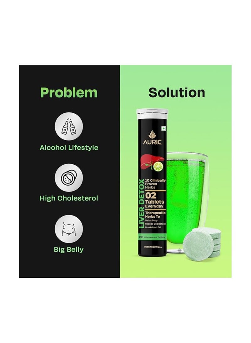 Auric Liver Detox Effervescent | 240 Tablets Fizzy Water with 10 Ayurvedic Herbs | Clinically Researched Therapeutic Ingredients | Drop, Dissolve, Fizz, Drink - Image 2