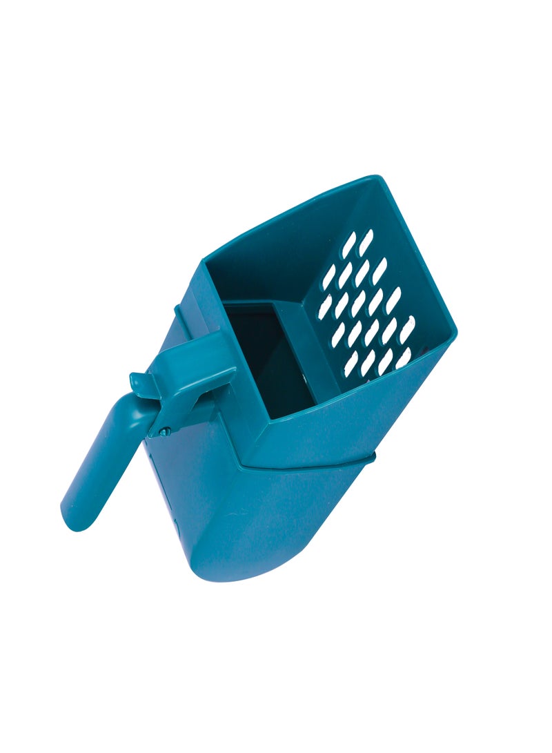 HAPPY PUSS Integrated, cat litter shovel with 3 free rolls of pet waste bags, safe design, Multipurpose, cat and dog care accessories -blue color - Image 1