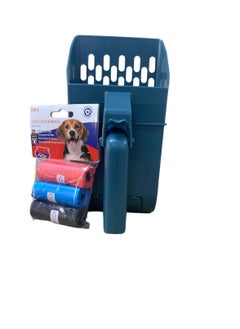 HAPPY PUSS Integrated, cat litter shovel with 3 free rolls of pet waste bags, safe design, Multipurpose, cat and dog care accessories -blue color  - Image 2