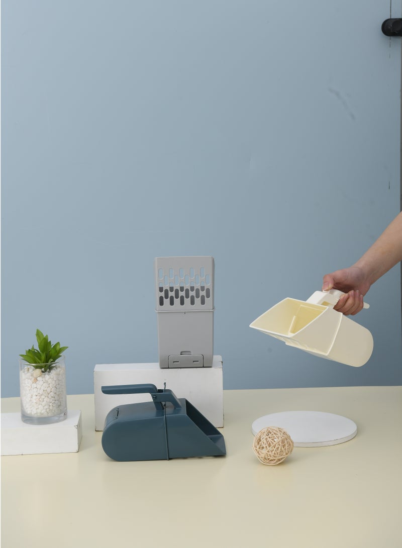 HAPPY PUSS Integrated, cat litter shovel with 3 free rolls of pet waste bags, safe design, Multipurpose, cat and dog care accessories -blue color - Image 5