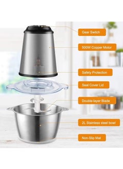 Gonice meat grinder electric,garlic press, uk plug food processor 2l stainless steel meat blender food chopper for meat, vegetables, fruits and nuts with 4 sharp blades  - Image 2