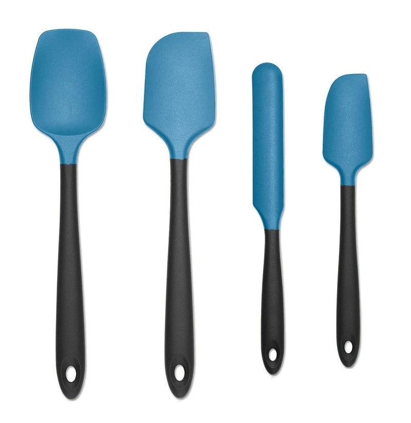 Sugalsu Food Grade Silicone Rubber Spatula Set for Baking Cooking and Mixing High Heat Resistant Non Stick Dishwasher Safe BPAFree Blue Set of 4 - Image 1