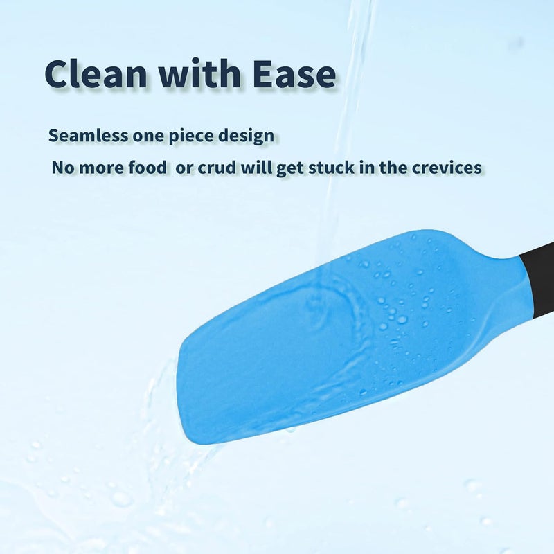 Sugalsu Food Grade Silicone Rubber Spatula Set for Baking Cooking and Mixing High Heat Resistant Non Stick Dishwasher Safe BPAFree Blue Set of 4 - Image 3