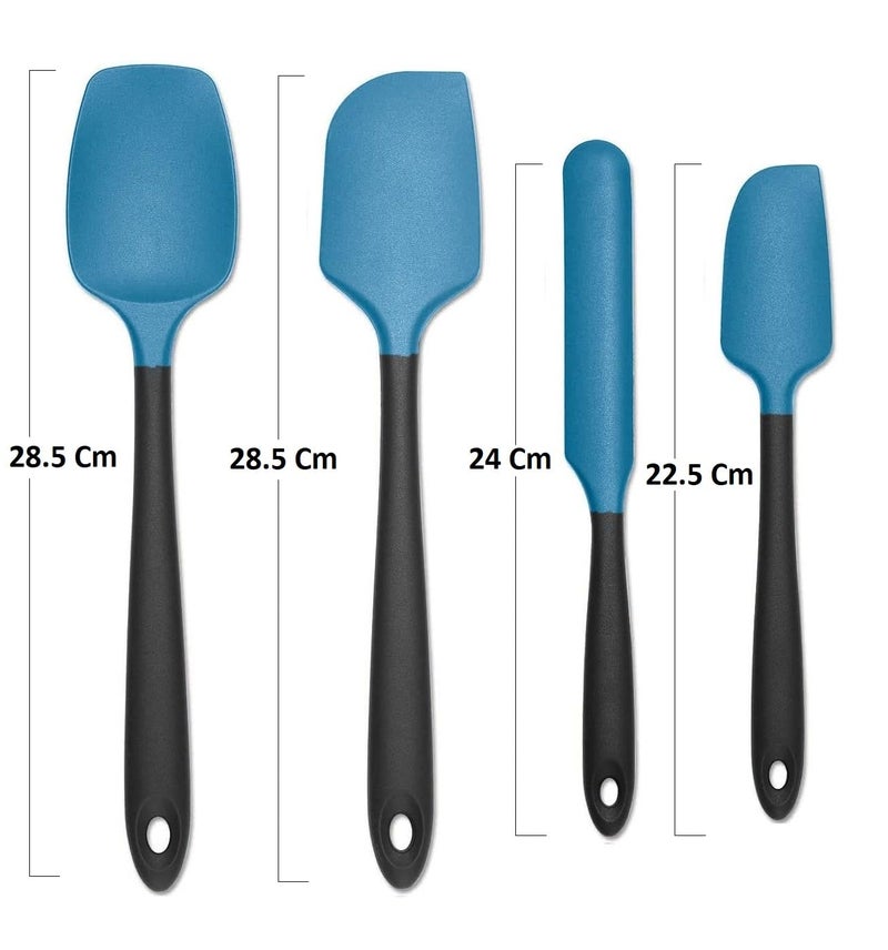 Sugalsu Food Grade Silicone Rubber Spatula Set for Baking Cooking and Mixing High Heat Resistant Non Stick Dishwasher Safe BPAFree Blue Set of 4 - Image 2