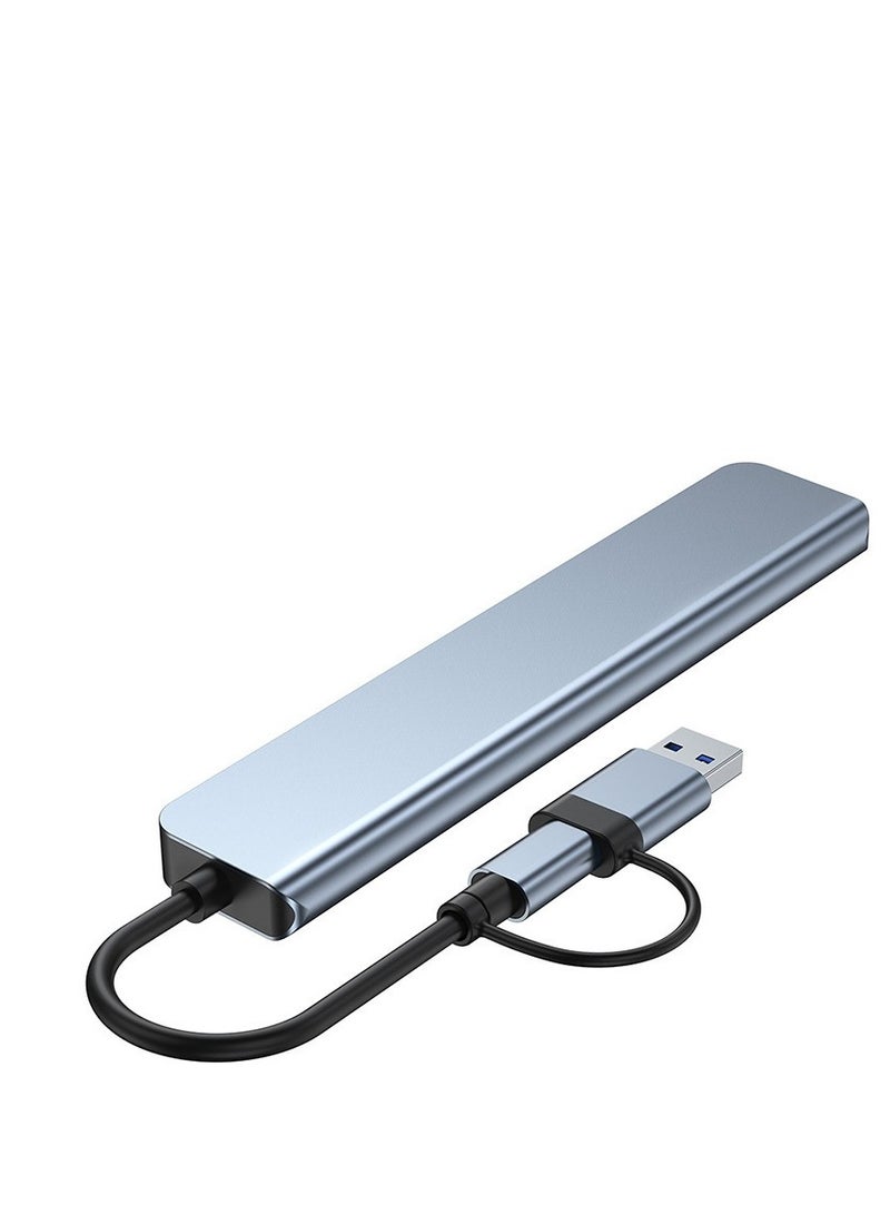 USB 3.0 & Type-C to 8-Port Hub – USB 3.0 x1 + USB 2.0 x3 + TF/SD Card Reader + Type-C Data + 3.5mm Audio Port – Multiport Adapter for Laptop, Phone, Tablet – Aluminum Shell, 135mm Cable – Boxed - Image 4