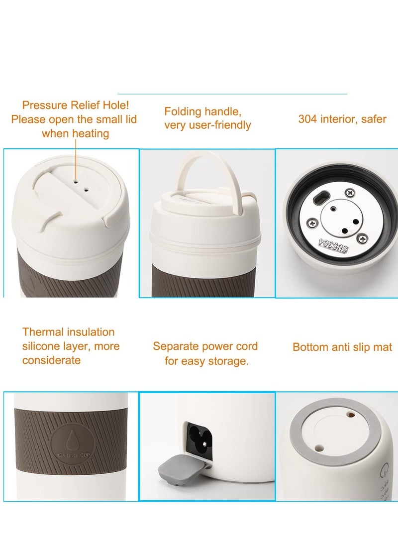 SYOSI Portable Travel Heating Mug, Mini Electric Cup, 55℃ / 80℃ / 100℃ Optional, 304 Stainless Steel Liner Kettle, 12 Hours Insulation Function, 300W 350 ml Fashion Electric Thermos, Automatic Shut-Off - Image 5