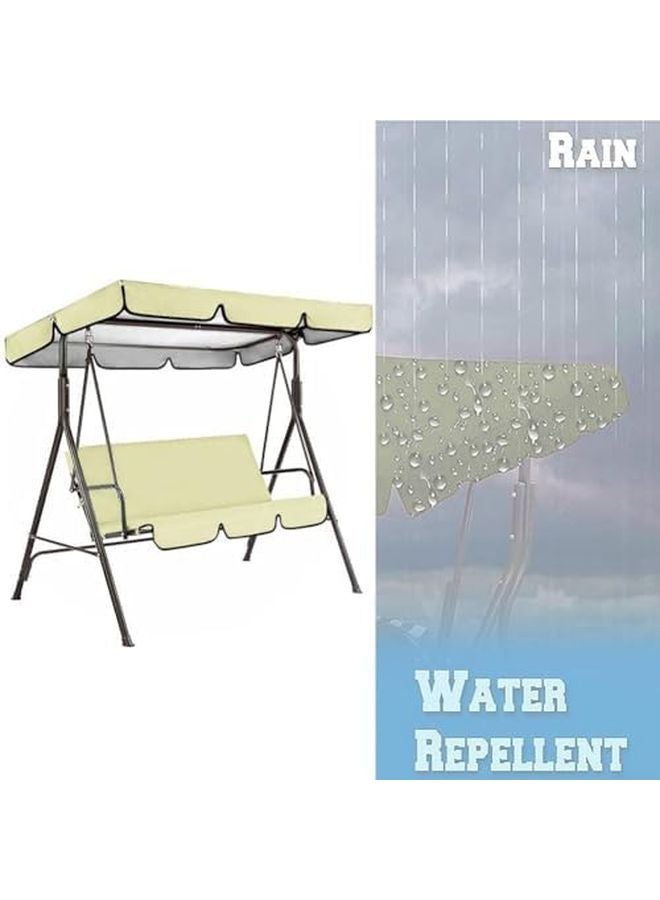 Replacement Canopy and Covers for 3 Pedestal Garden Swing Chair Set Waterproof Sunproof Oxford Cloth Beige - Image 4