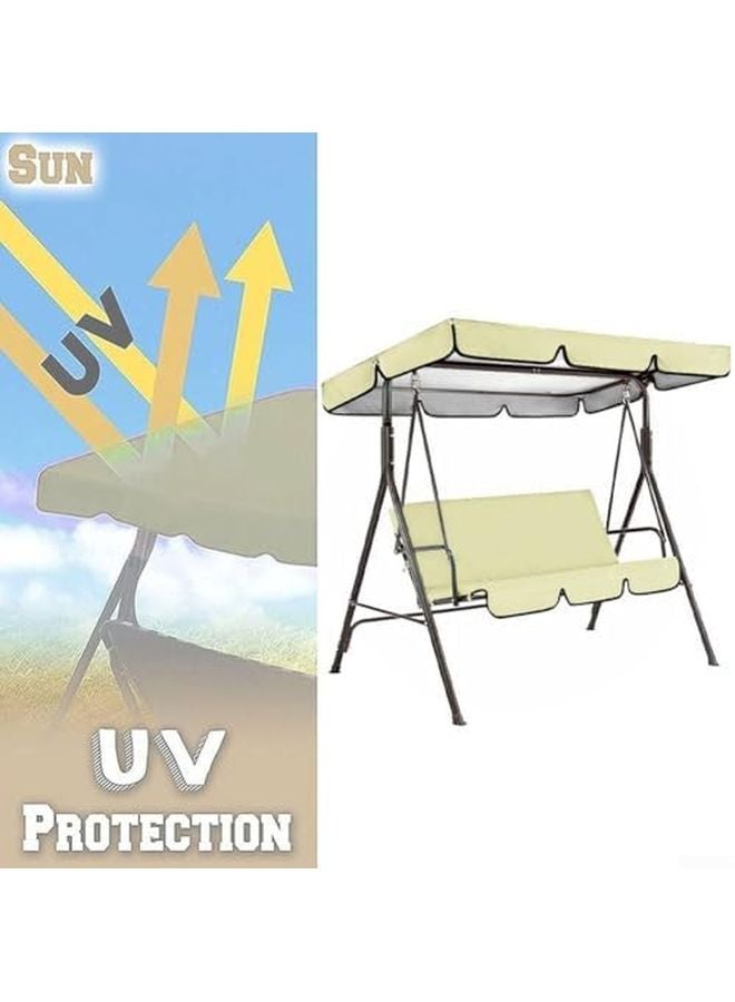 Replacement Canopy and Covers for 3 Pedestal Garden Swing Chair Set Waterproof Sunproof Oxford Cloth Beige - Image 5