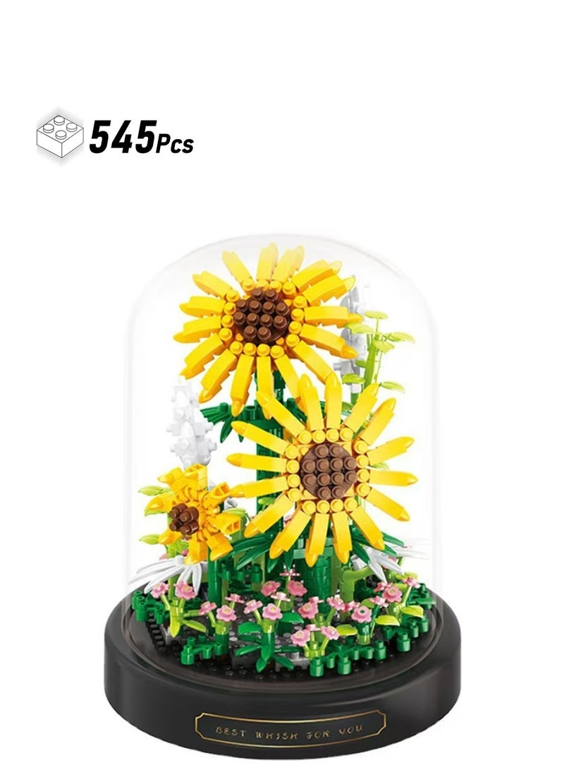 Flower Bouquets Building Toys - 545 PCS Sunflower Micro Building Blocks Kit, Flower Bouquet Building Kit, Artificial Flower Collection, Gift for Mom/Lover/Women  - Image 1