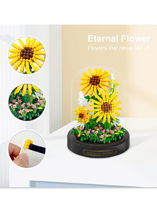 Flower Bouquets Building Toys - 545 PCS Sunflower Micro Building Blocks Kit, Flower Bouquet Building Kit, Artificial Flower Collection, Gift for Mom/Lover/Women  - Image 2
