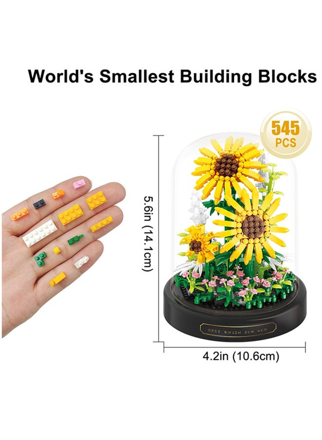 Flower Bouquets Building Toys - 545 PCS Sunflower Micro Building Blocks Kit, Flower Bouquet Building Kit, Artificial Flower Collection, Gift for Mom/Lover/Women  - Image 3