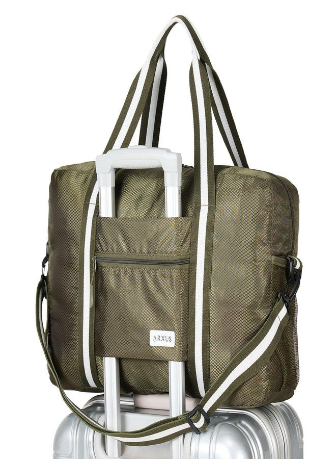 Arxus Foldable Tote Bag for Travel Expandable Lightweight Carry On Luggage 22L Packable Duffle Bag for Traveling, Green, One Size - Image 1