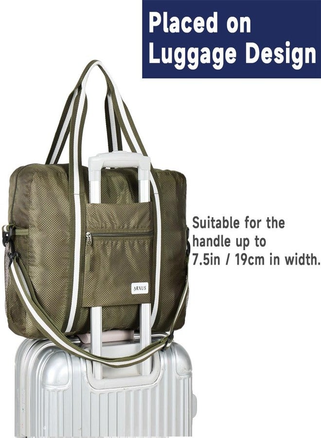 Arxus Foldable Tote Bag for Travel Expandable Lightweight Carry On Luggage 22L Packable Duffle Bag for Traveling, Green, One Size - Image 4