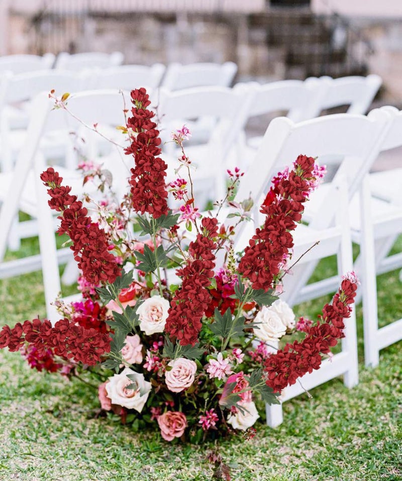 Fqueelvys Delphinium Artificial Flowers,5PCS Long Stem Red Silk Flowers 39" Fake Larkspur Flowers Bulk for Tall Vase Home Wedding Table Decor(Red) ﻿ - Image 2