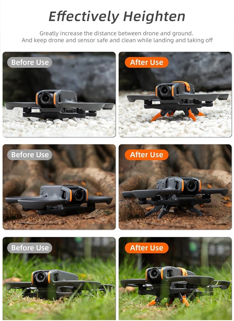 Avata 2 Landing Gear قابلة للطي، وسادة هبوط بدون طيار، ساق تمديد سريعة التحرير لملحقات DJI Avata 2، ساق قابلة للطي ممتدة، ساق تمديد الارتفاع لـ DJI Avata 2 Drone (برتقالي)