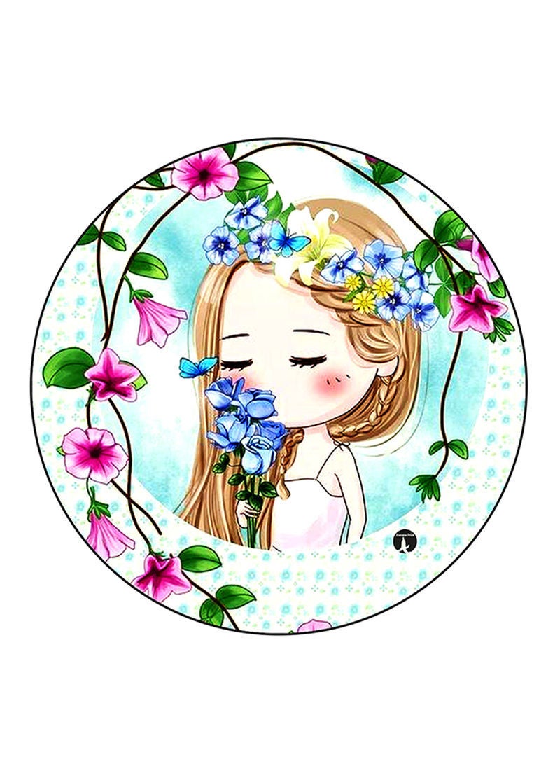 RKN Girl Printed Large Round Pin Badge Multicolour - Image 1