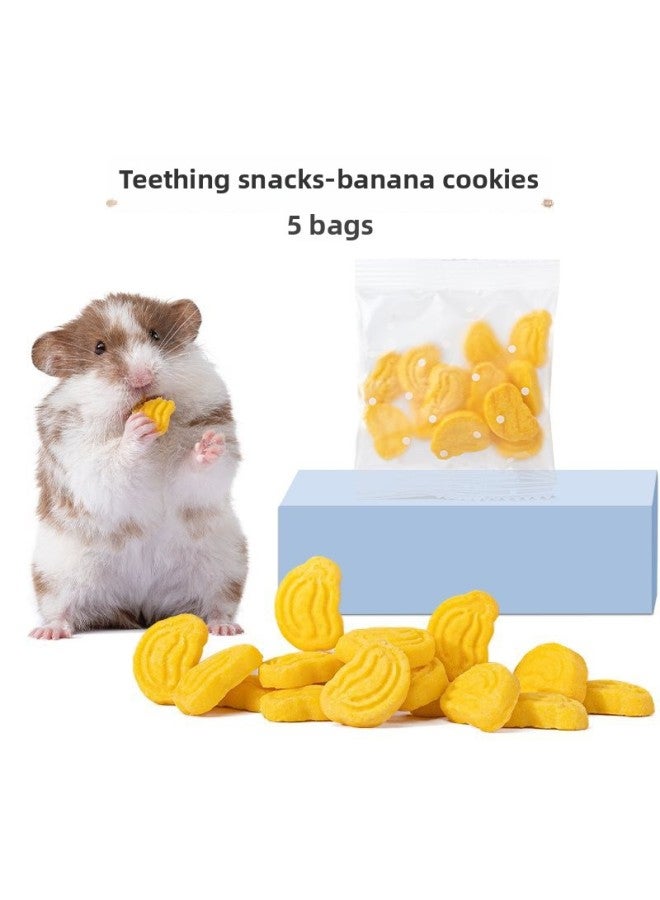 Hamster Snacks And Food Nutrition Wafer Biscuits Food Golden Bear Grinding Stick Supplies Daquan Cuttlefish Mouse Special-Colour:Teething Snacks-banana Biscuits 5 Bags  - Image 1