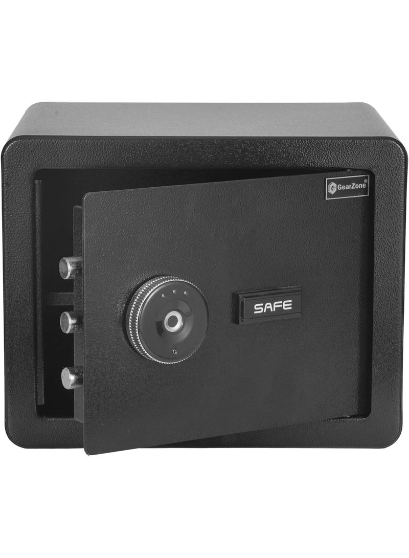 GearZone خزنة منزلية بيومترية، 0.7 قدم مكعب، صندوق قفل بصمة الأصبع، صندوق نقود للمجوهرات والنقود والممتلكات الثمينة، مثالي للمنزل/المكتب/الفندق، أسود (38 * 30 * 30 سم) - Image 1