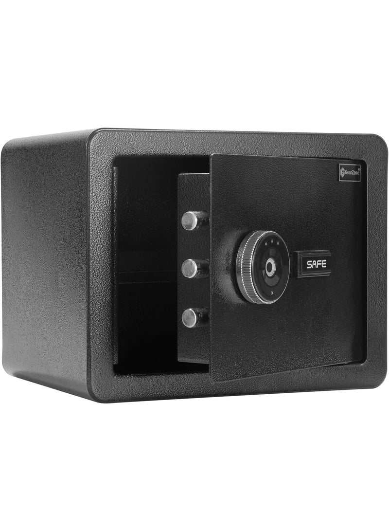 GearZone خزنة منزلية بيومترية، 0.7 قدم مكعب، صندوق قفل بصمة الأصبع، صندوق نقود للمجوهرات والنقود والممتلكات الثمينة، مثالي للمنزل/المكتب/الفندق، أسود (38 * 30 * 30 سم) - Image 2