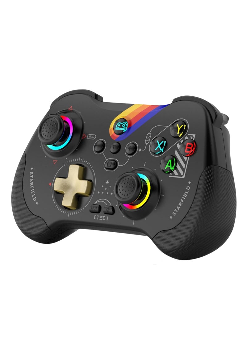 Mobile Gaming Controller for iPad/iPhone/Tablet, Cloud Controller Remote Joystick for iOS/Android, Wireless Switch Controller with Macro Buttons/Hall-Rocker/Hall-Trigger/Dual Vibration (Starry Black)