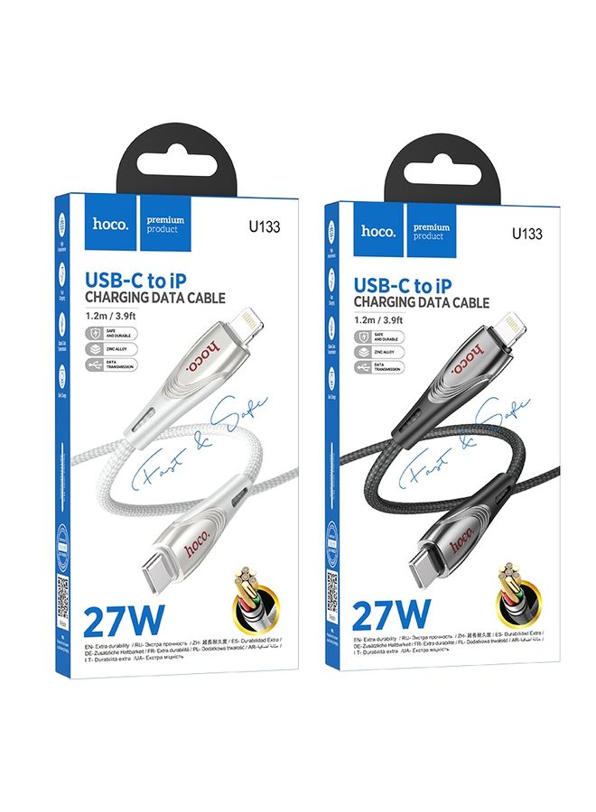 HuHa hoco U133 Type-C / USB-C to 8 Pin Braided PD Fast Charging Data Cable, Length:1.2m(Grey)  - Image 5
