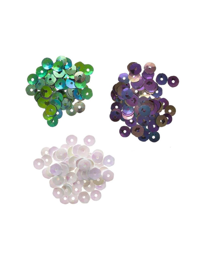 Pearlescent Sequins: Pearl/Teal/Black, 5mm, 0.15 Grams - Image 2