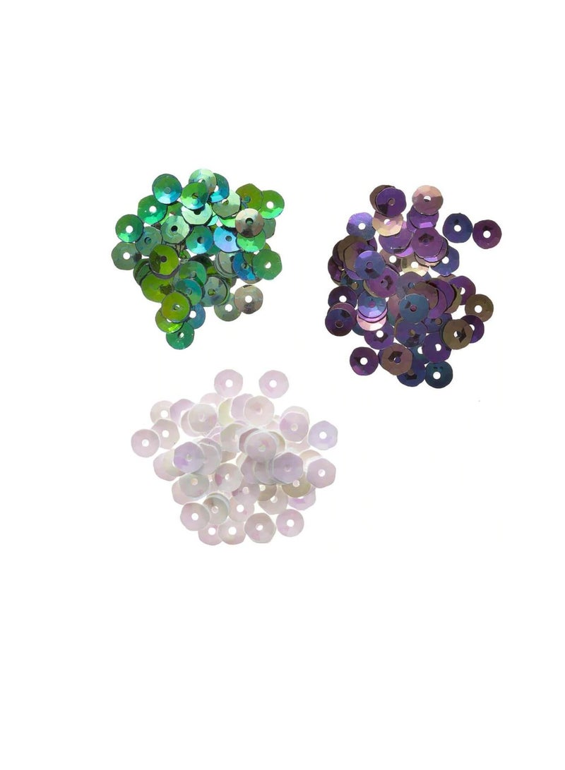 Pearlescent Sequins: Pearl/Teal/Black, 5mm, 0.15 Grams - Image 3