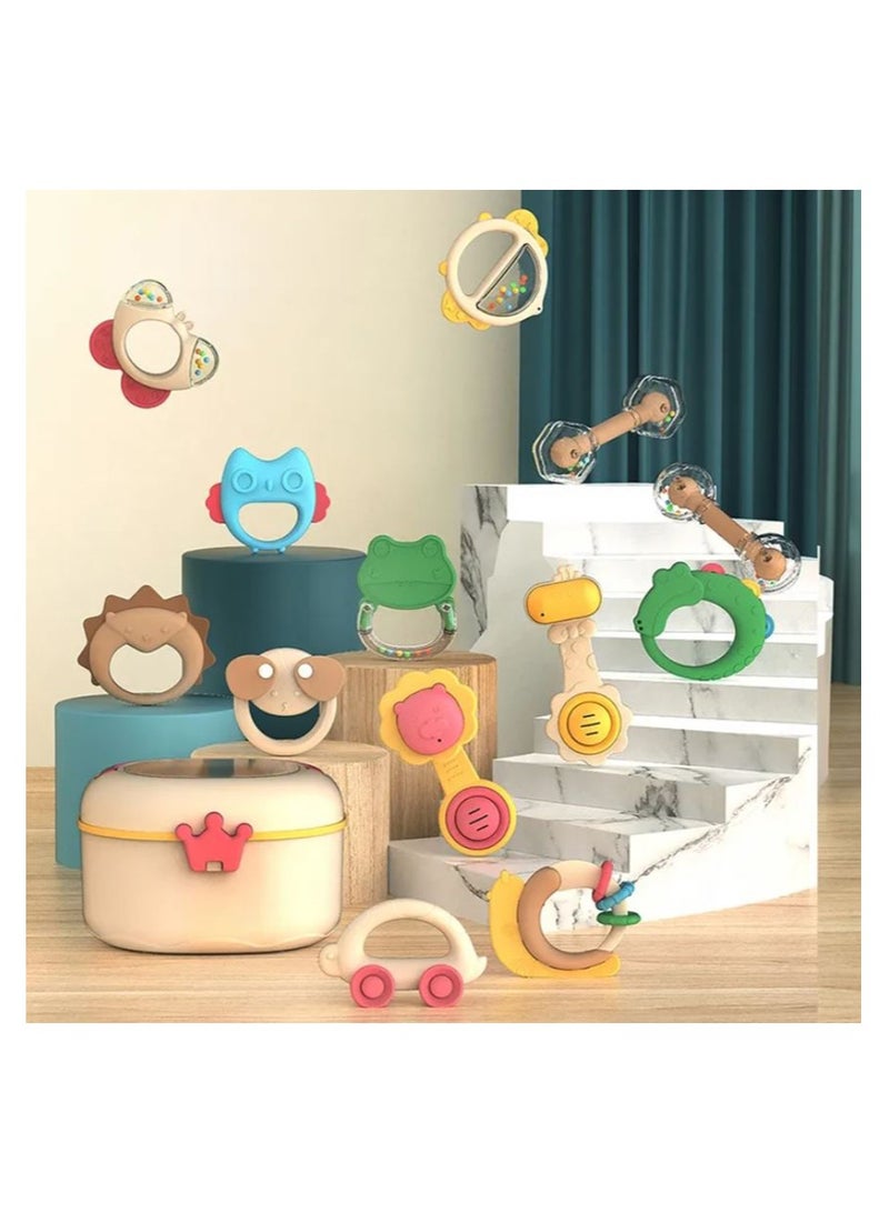 HUANGER مجموعة عضاضات وألعاب رنين للأطفال الرضع مع صندوق تخزين - لعبة عضاضة للأطفال - Image 1