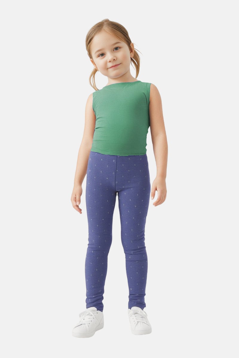 NAME IT  leggings بنات أطفال بنقاط دقيقة، أزرق رمادي - Image 1