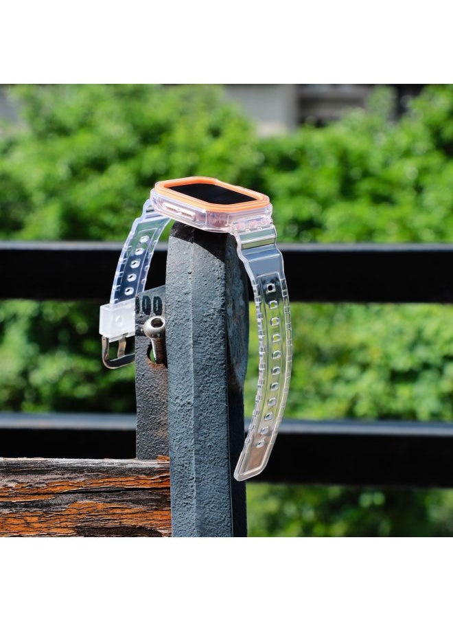 ماركة غير محددة - مناسب لحزام ساعة Apple WatchS10 AW-10 Generation Ice TPU من قطعة واحدة - اللون: شفاف + أسود - أبعاد الإطار: (S10) 46 مم - Image 1