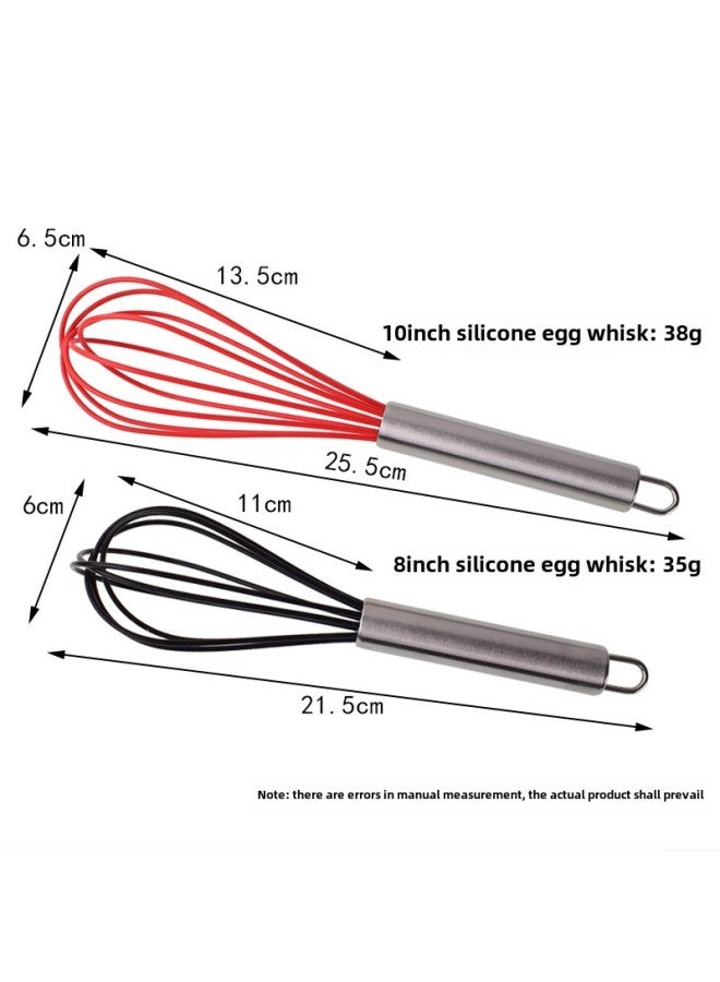 Manual Stainless Steel Silicone Egg Beater 8 Inch 10 Inch 12 Inch Cream Whisk Baking Tool Cake Making Kitchen Gadget-Color:8 Inch Silicone Egg Beater-red - Image 4