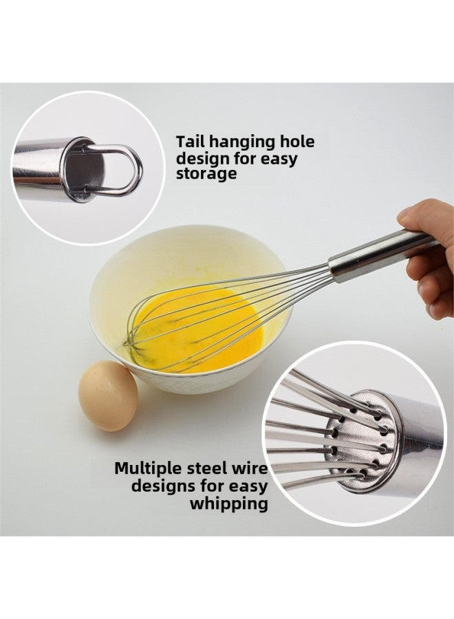 Manual Stainless Steel Silicone Egg Beater 8 Inch 10 Inch 12 Inch Cream Whisk Baking Tool Cake Making Kitchen Gadget-Color:8 Inch Silicone Egg Beater-red - Image 5