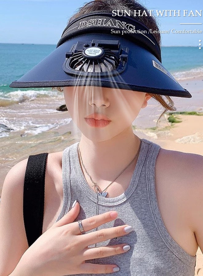 DUNISO Women's Fan Cap Large Beach Hat Sun Shade Hat With USB Fan UV Protection UPF50+ Design Visor Female Sun Hat For Beach Holiday Vacation - Image 3