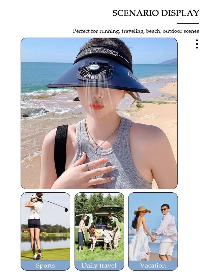 DUNISO Women's Fan Cap Large Beach Hat Sun Shade Hat With USB Fan UV Protection UPF50+ Design Visor Female Sun Hat For Beach Holiday Vacation - Image 5