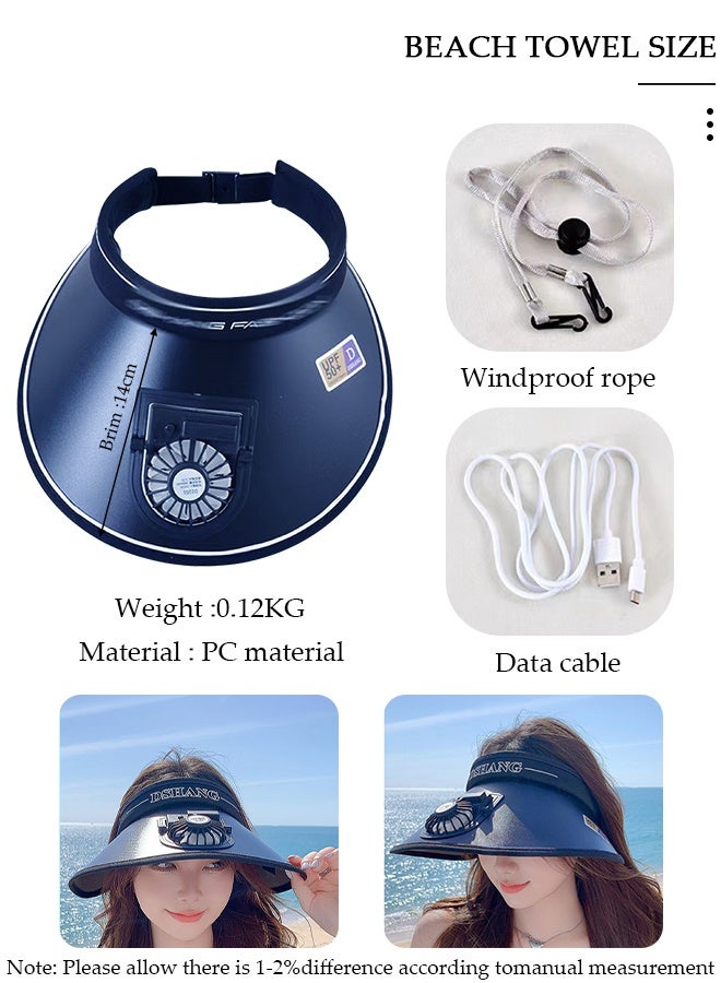 DUNISO Women's Fan Cap Large Beach Hat Sun Shade Hat With USB Fan UV Protection UPF50+ Design Visor Female Sun Hat For Beach Holiday Vacation - Image 2