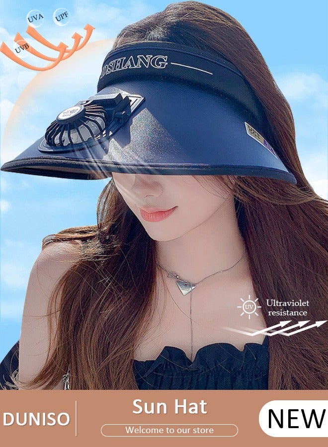 DUNISO Women's Fan Cap Large Beach Hat Sun Shade Hat With USB Fan UV Protection UPF50+ Design Visor Female Sun Hat For Beach Holiday Vacation - Image 1
