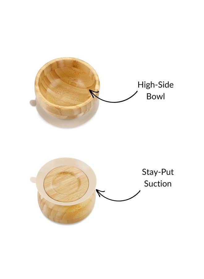 PandaEar Baby Bamboo Suction Bowl with Silicone Spoons, Wooden Baby Bowls for Toddlers & Kids, Divided Non-Slip Wooden Bowl Feeding Supplies - Image 2