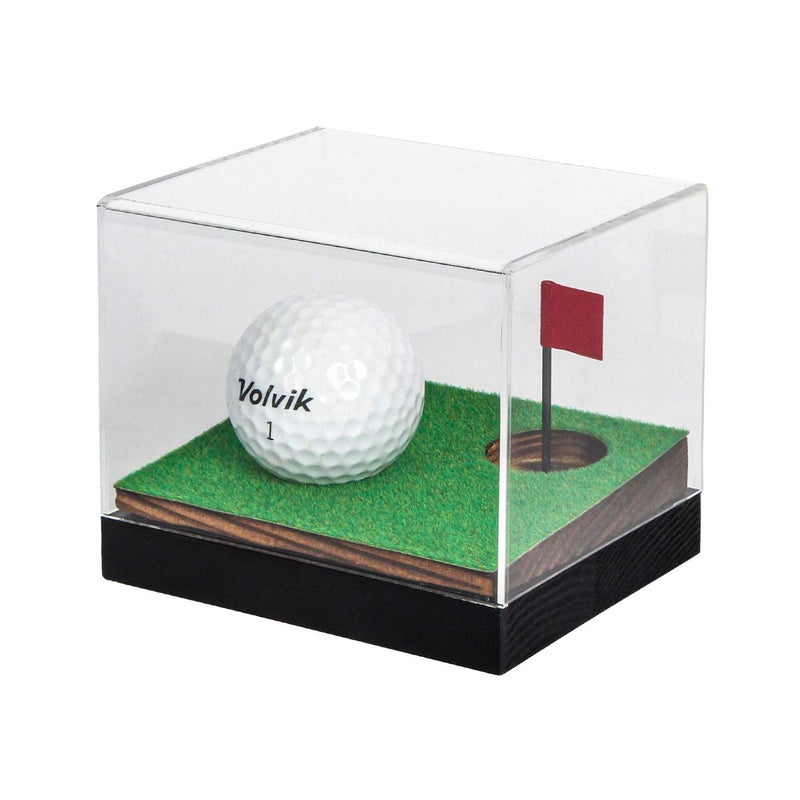 J JACKCUBE DESIGN Clear Acrylic Golf Ball Memorabilia Display Case Dust Protection Transparent Holder Storage Box for Souvenir Golfball with Wood Base  MK650A Wood