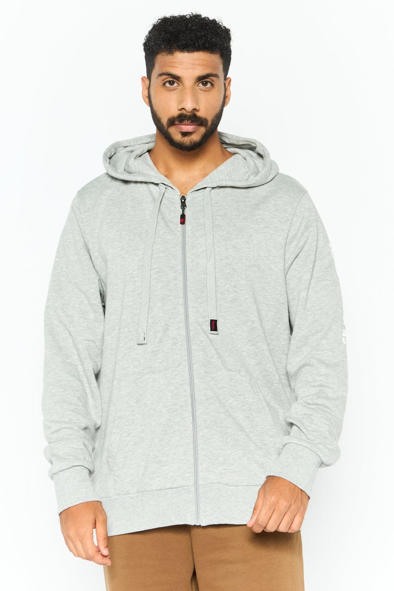 Bench Men Hooded Long Sleeve Solid Sweatshirt, Light Grey - Image 1