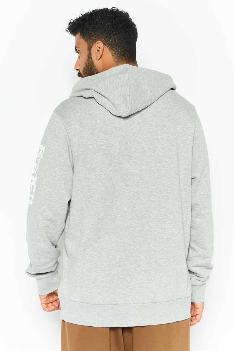 Bench Men Hooded Long Sleeve Solid Sweatshirt, Light Grey - Image 4