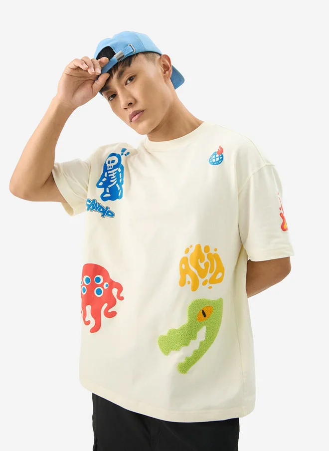 ذا سوليد ستور The Souled Store Acid Drip Oversized Printed T-Shirt for Men