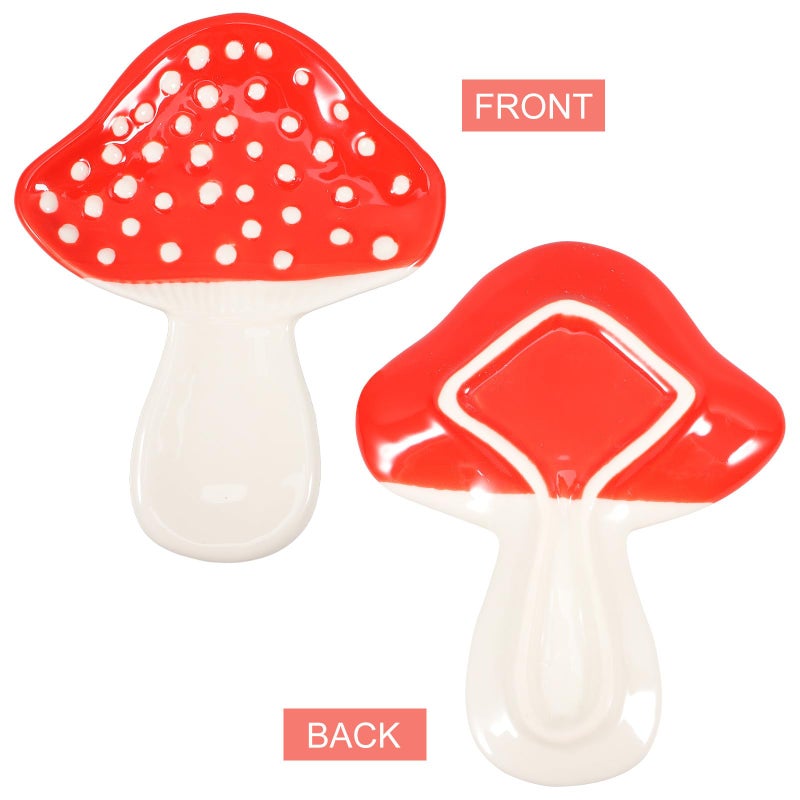 Ceramic Mushroom Spoon Rest Heat Resistant Utensil Holder For Kitchen Stove And Dining Table - Image 4