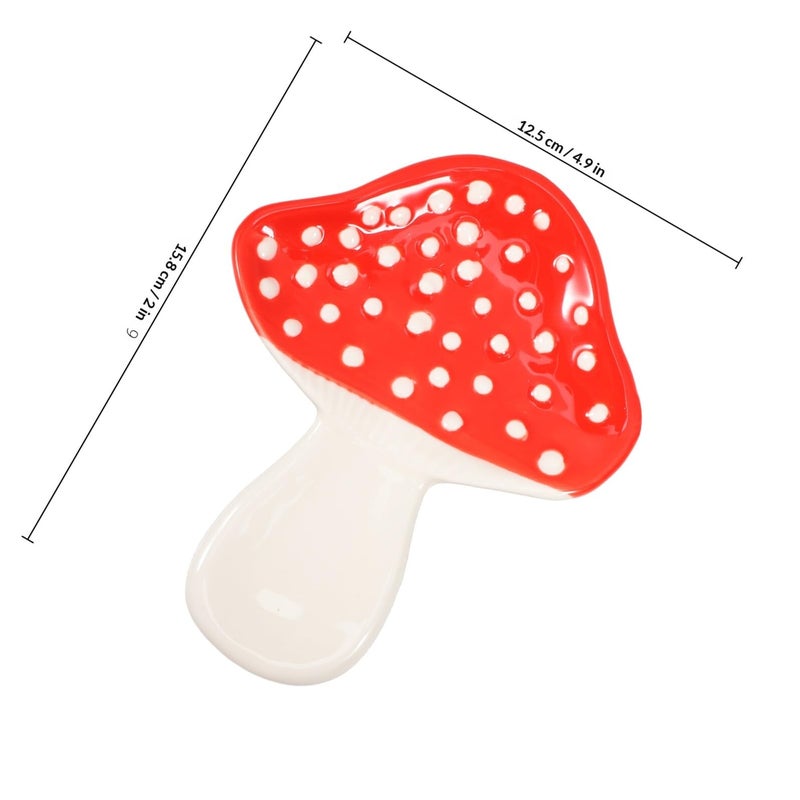 Ceramic Mushroom Spoon Rest Heat Resistant Utensil Holder For Kitchen Stove And Dining Table - Image 3