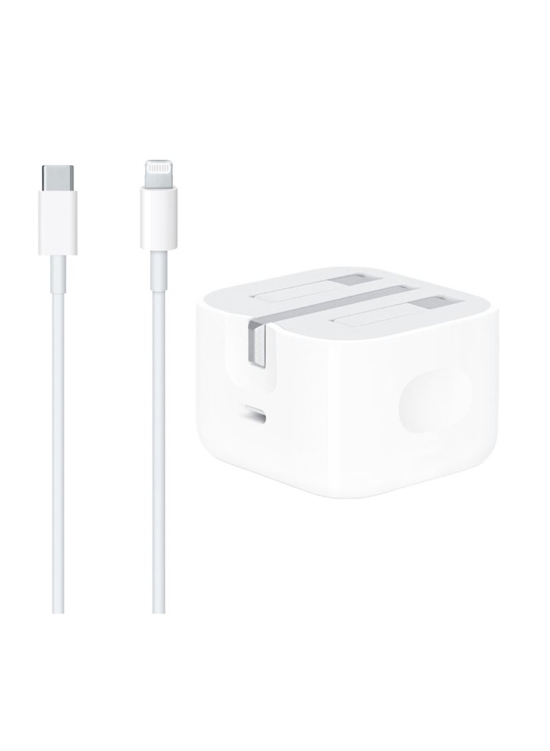 DIGI CORE iPhone Charger 20W USB-C Power Adapter iPhone Fast Charger With Type-C To Lightning Cable 1 Meter White Support iPhone 12 Series - Image 2