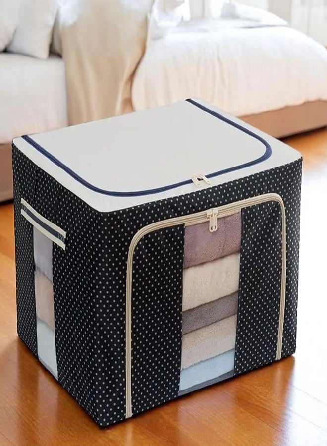 Finphoon Foldable 66L Cloth Storage Bag Set � Metal Frame Basket with Clear Window & Zipper for Closet Organization (Pack of 2) - Image 1