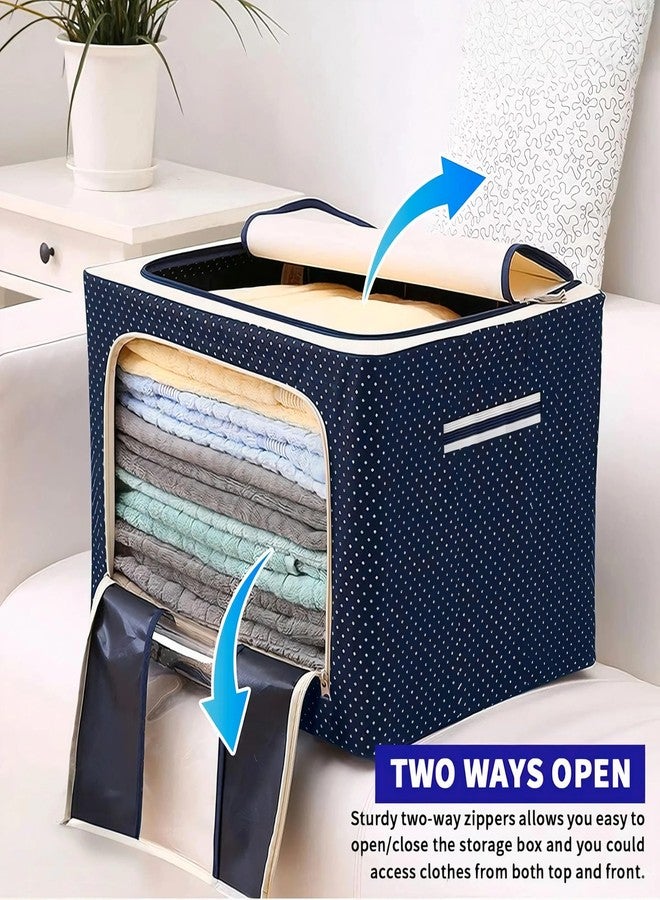 Finphoon Foldable 66L Cloth Storage Bag Set � Metal Frame Basket with Clear Window & Zipper for Closet Organization (Pack of 2) - Image 4