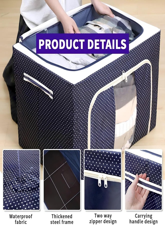 Finphoon Foldable 66L Cloth Storage Bag Set � Metal Frame Basket with Clear Window & Zipper for Closet Organization (Pack of 2) - Image 3