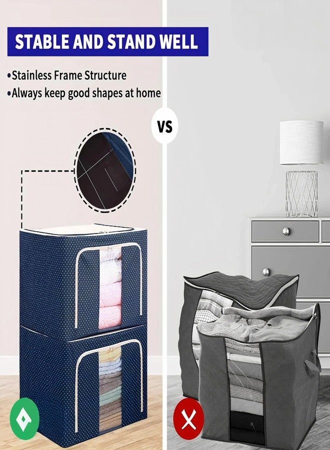 Finphoon Foldable 66L Cloth Storage Bag Set � Metal Frame Basket with Clear Window & Zipper for Closet Organization (Pack of 2) - Image 5